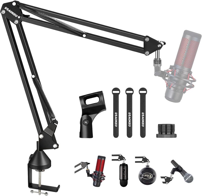 Aokeo Microphone Arm, AK-35 Microphone Desk Stand-Microphone Suspension Boom Scissor Arm Stand For Blue Yeti,Blue Snowball iCE,QuadCast,Elgato - Image 1